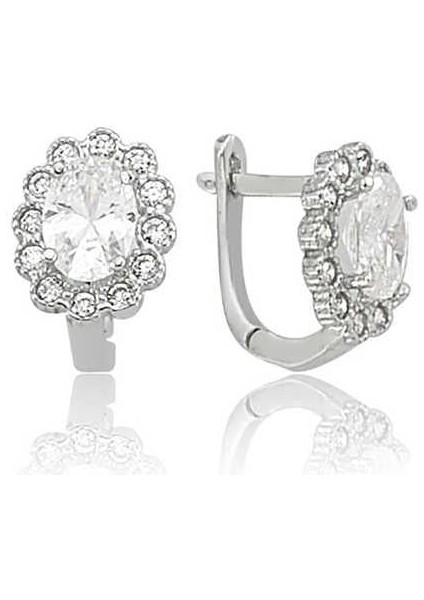 925 Ayar Gümüş Oval Taşlı Çiçek Küpe fiyatları