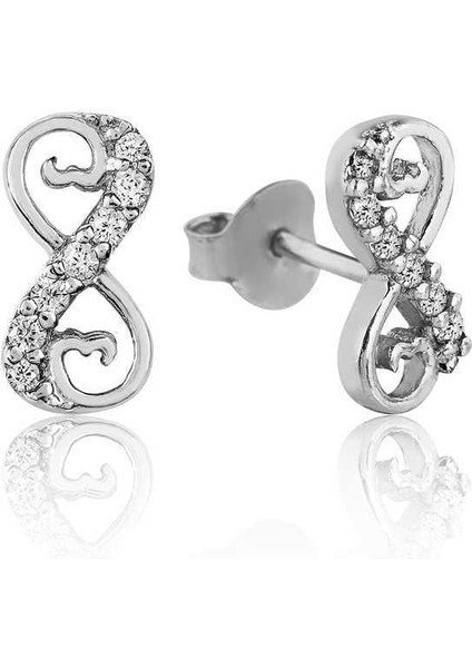 925 Ayar Gümüş Kalpli Sonsuzluk Çivili Küpe