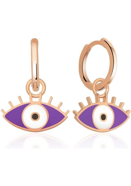 Gümüş Fosforlu Mor Göz Küpe