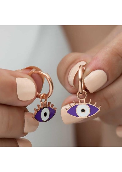 Gümüş Fosforlu Mor Göz Küpe fiyatları