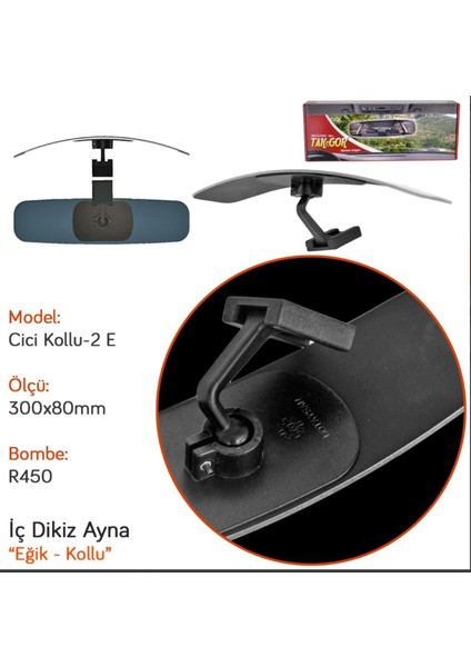 Cici-2 Şahin Ayaklı Universal Dikiz Aynası 30X8 cm