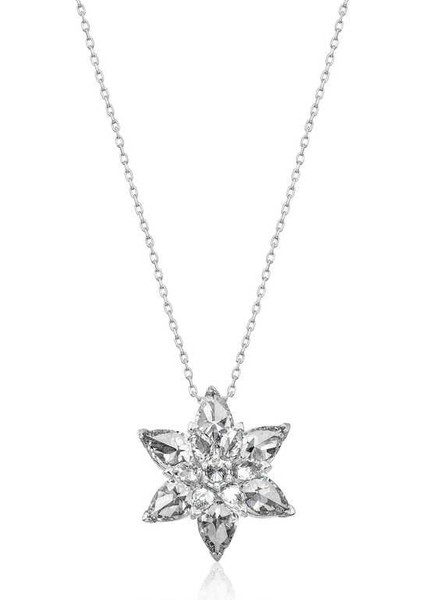 925 Ayar Gümüş Beyaz Lotus Çiçeği Bayan Gümüş Kolye