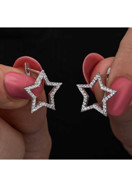 Gümüş Yıldız Kadın Küpe indirimleri