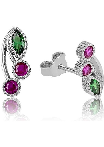 925 Ayar Gümüş Kiraz Çivili Küpe