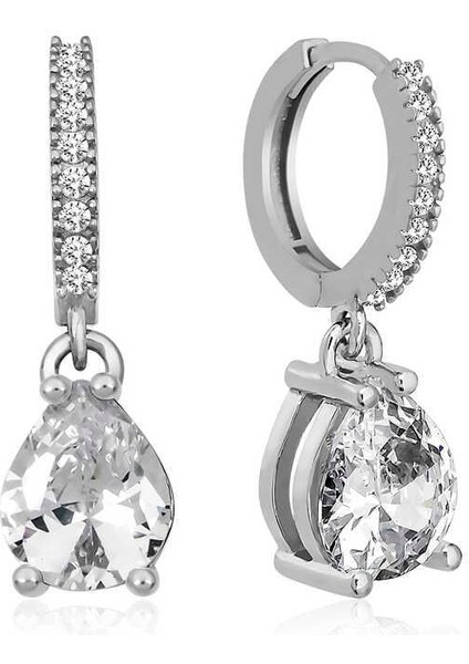 ​gümüş Rodyum Halka Damla Küpe