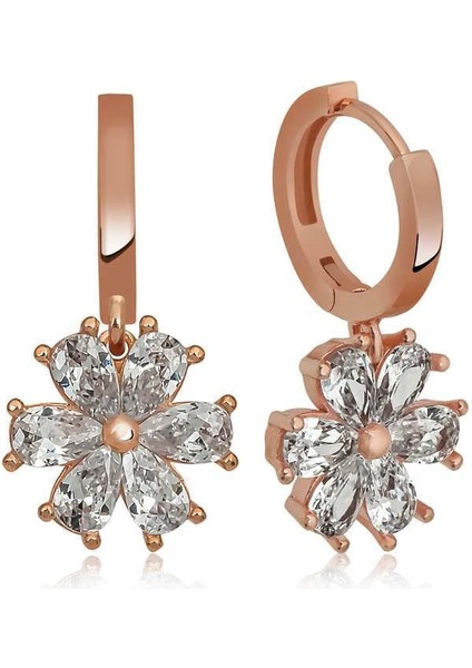 Gümüş Beyaz Çiçek Küpe