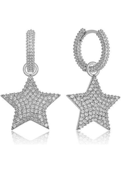 Gümüş Halka Yıldız Küpe