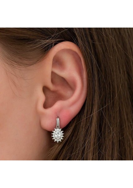 Gümüş Mengeçli Oval Kesim Küpe fiyatları