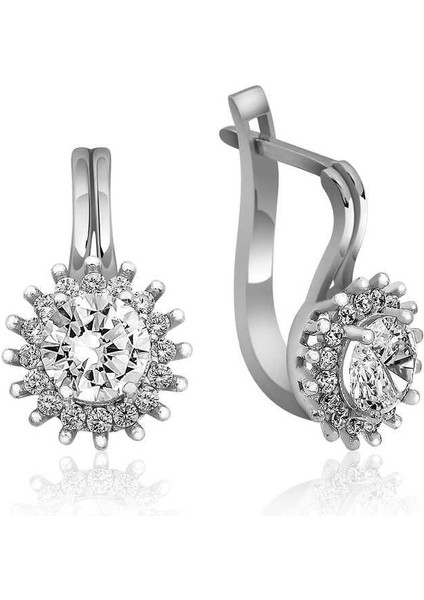 Gümüş Mengeçli Yuvarlak Kesim Küpe