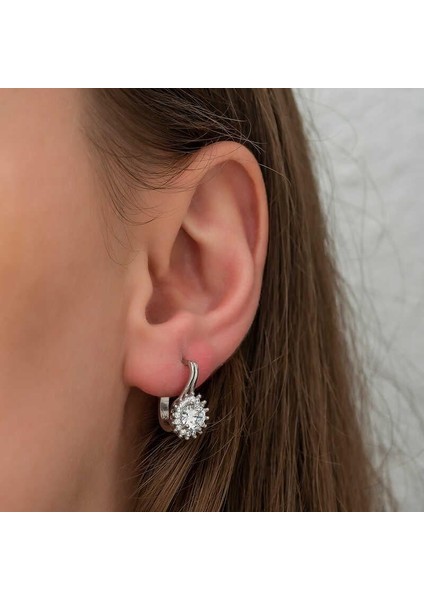 Gümüş Mengeçli Yuvarlak Kesim Küpe modelleri