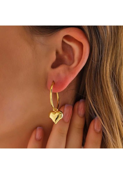 Gümüş Gold Kalp Sallantılı Kadın Küpe fiyatları