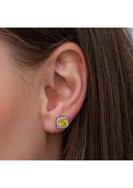 Gümüş Sarı Baget Taşlı Çivili Kadın Küpe fiyatları