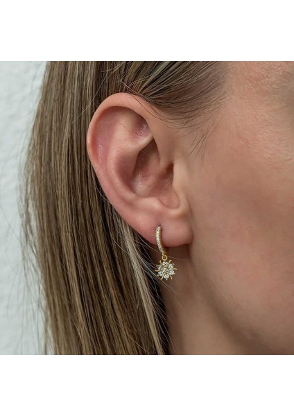 Gümüş Gold Sallantılı Güneş Kadın Küpe modelleri