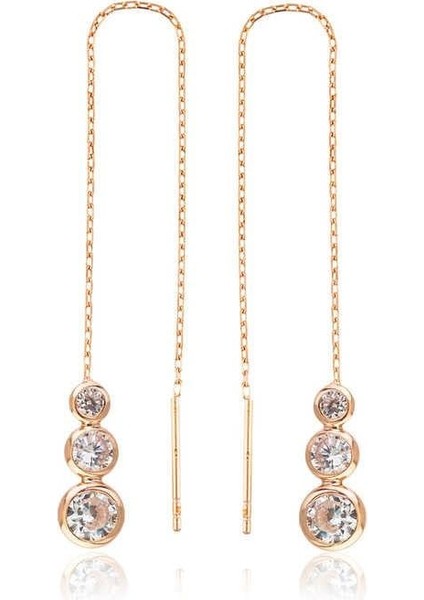 925 Ayar Gümüş Beyaz Taşlı Zincirli Küpe fiyatları