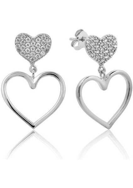 925 Ayar Gümüş Kalpli Kadın Küpe