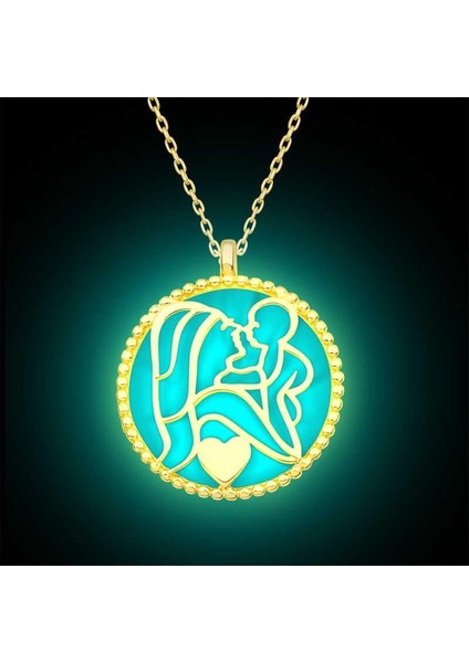 Gümüş Fosforlu Gold Anne Çocuk Sevgisi Kadın Kolye