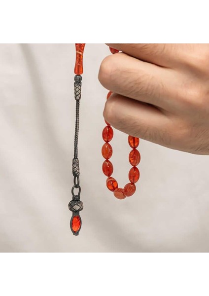 Gümüş 1000 Ayar Kazaz Püsküllü Sıkma Kehribar Tesbih modelleri