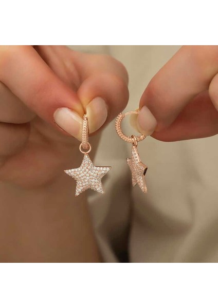 Gümüş Halka Yıldız Küpe fırsatları