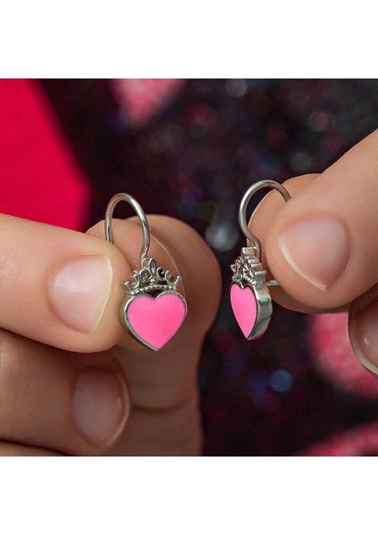Gümüş Pembe Kalp Sallantılı Çocuk Küpe fiyatları