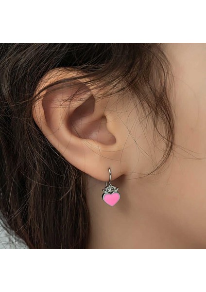 Gümüş Pembe Kalp Sallantılı Çocuk Küpe indirimleri