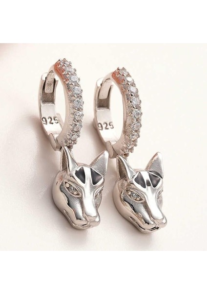 ​gümüş Sallantılı Kaplan Figürlü Kadın Küpe