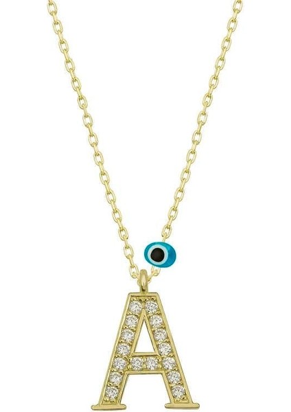 925 Ayar Gümüş Nazar A Harfi Kadın Gümüş Kolye