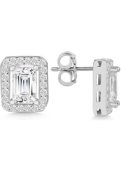 Gümüş Beyaz Baget Taşlı Çivili Kadın Küpe fiyatları