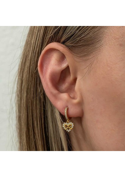 Gümüş Gold Kalp Kurdele Sallantılı Kadın Küpe fırsatları