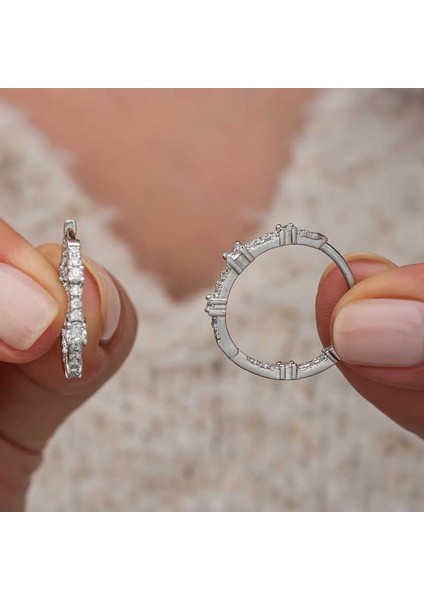 Gümüş Zirkon Taşlı Halka Kadın Küpe fiyatları