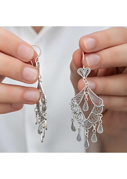 Gümüş Telkari Sallantılı Kadın Küpe