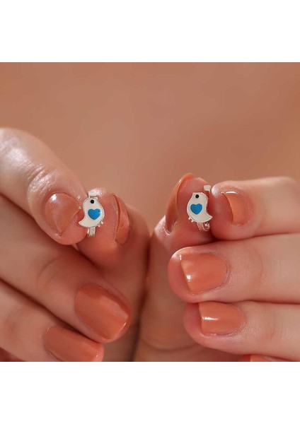 Gümüş Kalpli Kuş Çocuk Küpesi fiyatları