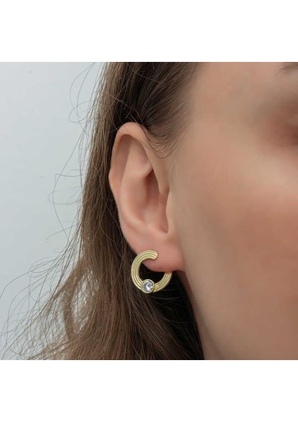 Gümüş Gold Tektaş Halka Kadın Çivili Küpe fırsatları