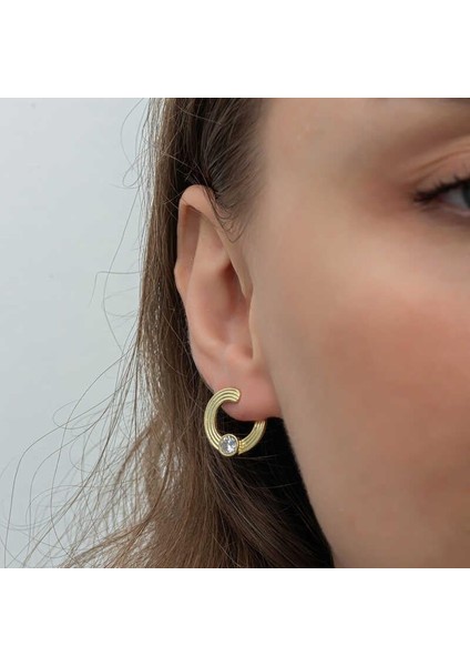 Gümüş Gold Tektaş Halka Kadın Çivili Küpe indirimleri