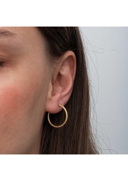 Gümüş Gold Kalemli Halka Kadın Küpe fırsatları