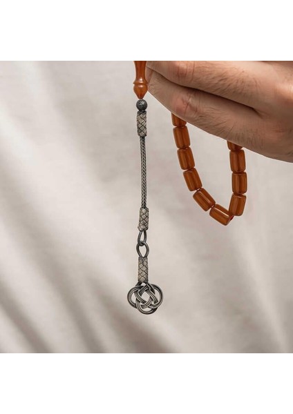 Gümüş Kazaz Püsküllü Sıkma Kehribar Tesbih modelleri