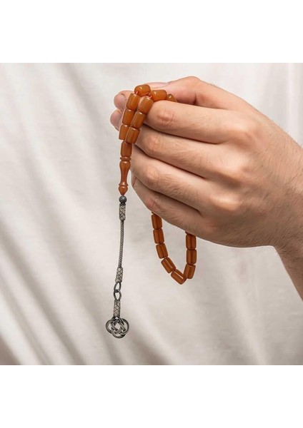 Gümüş Kazaz Püsküllü Sıkma Kehribar Tesbih fırsatları