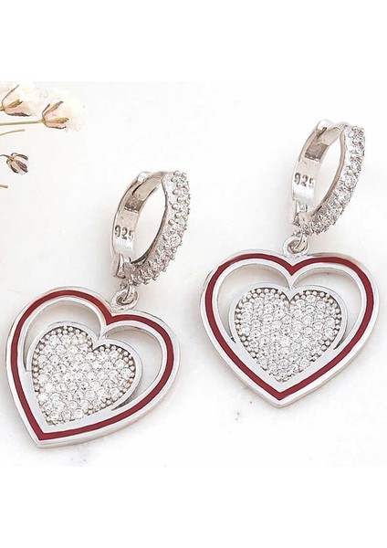 ​gümüş Sallantılı Kalp Kadın Küpe