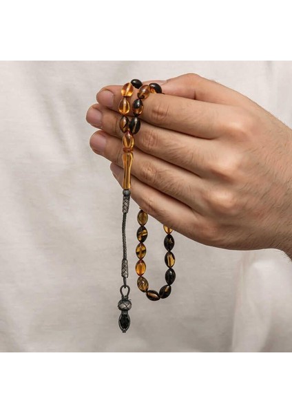 Gümüş 1000 Ayar Kazaz Püsküllü Sıkma Kehribar Tesbih fırsatları