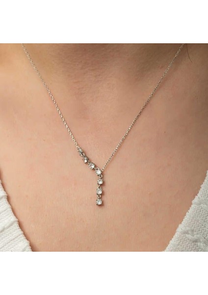 Gümüş Zirkon Sıra Taşlı Kadın Kolye fiyatları