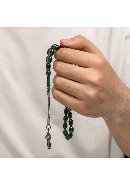 Gümüş 1000 Ayar Kazaz Püsküllü Sıkma Kehribar Tesbih modelleri