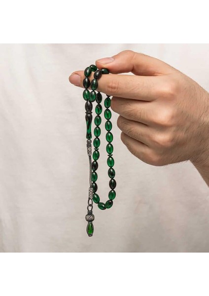 Gümüş 1000 Ayar Kazaz Püsküllü Sıkma Kehribar Tesbih indirimleri