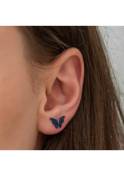 Gümüş Lacivert Kelebek Küpe fiyatları