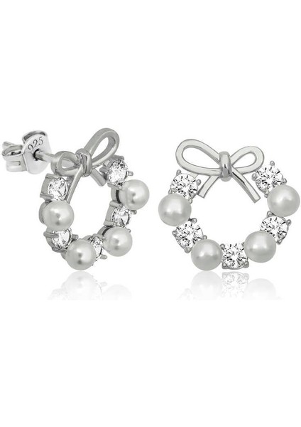 925 Ayar Gümüş Inci Kurdele Çivili Kadın Küpe