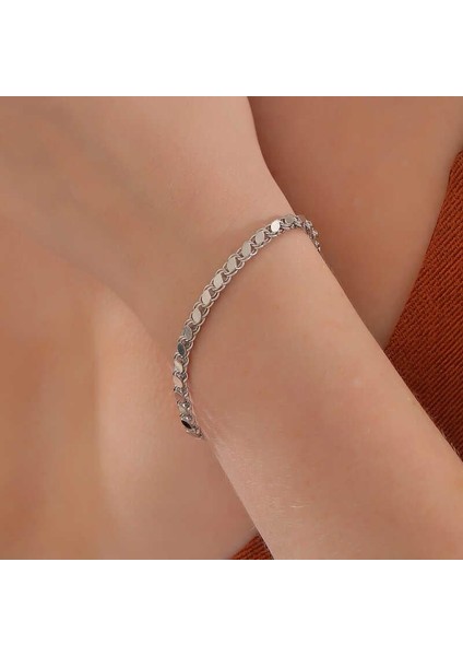 925 Ayar Gümüş Pullu Zincir Kadın Bileklik indirimleri