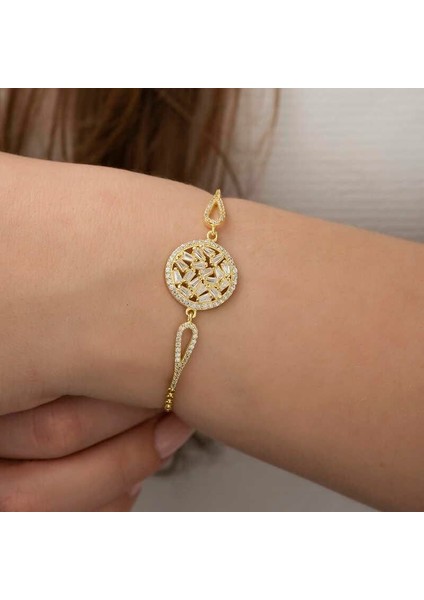 925 Ayar Gümüş Gold Baget Taşlı Bileklik modelleri