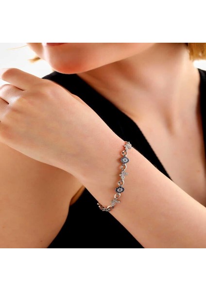 925 Ayar Gümüş Kelebek Nazar Kadın Bileklik fiyatları