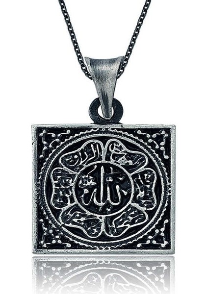 925 Ayar Gümüş Allah Yazılı Gümüş Kolye