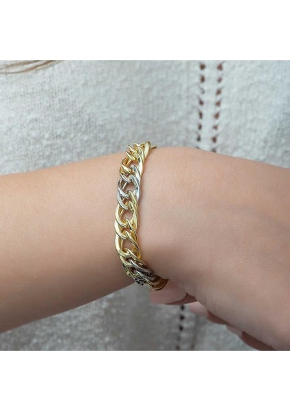 ​925 Ayar Gümüş Iki Renkli Zincir Bileklik fiyatları