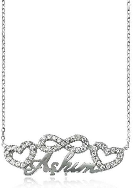 925 Ayar Gümüş Sonsuzluk Kalpli Aşkım Kadın Gümüş Kolye