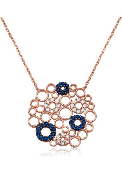 925 Ayar Gümüş Mozaik Yuvarlak Kadın Gümüş Kolye